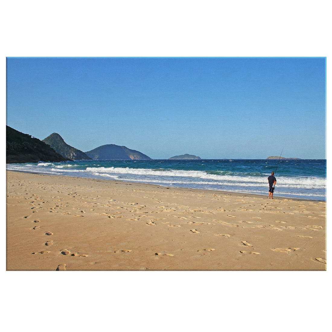 Early morning fishing on Zenith Beach. Canvas Print.