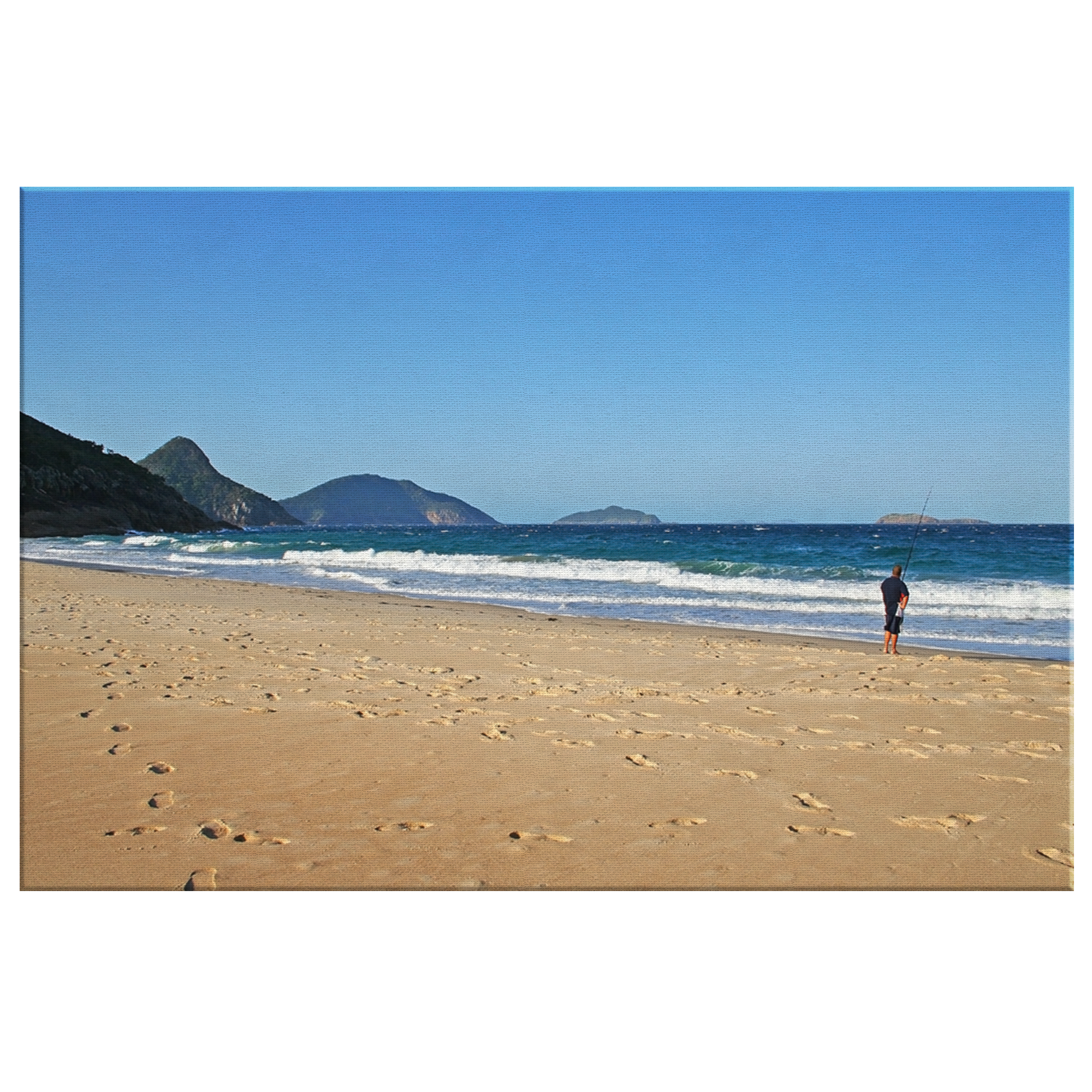 Early morning fishing on Zenith Beach. Canvas Print.